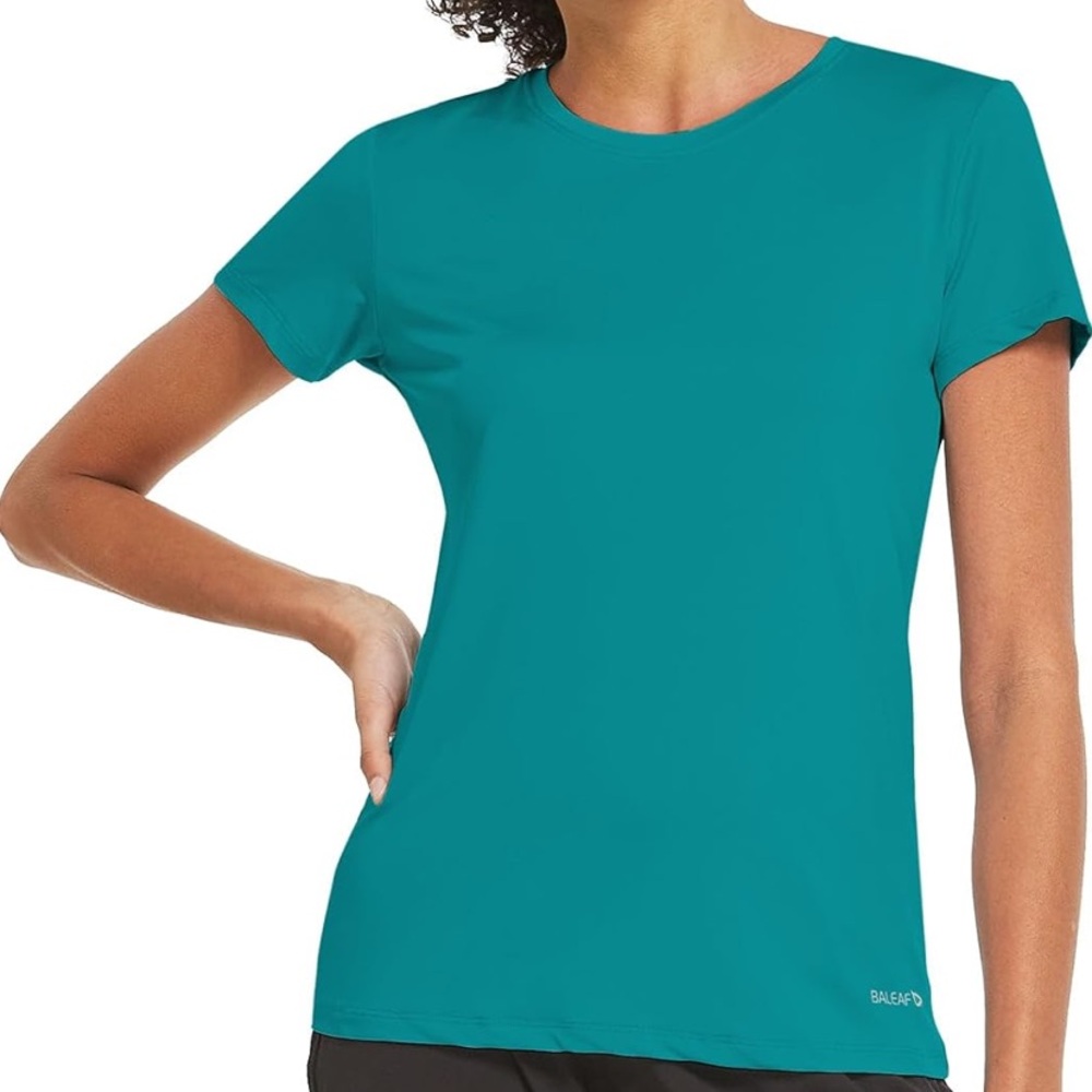 BALEAF Women's Athletic Short-Sleeved Loose Fit Running T-Shirts Teal Size S